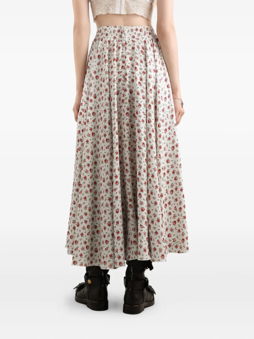 Dolce & Gabbana Midi-rok met trekkoord en bloemen Wit