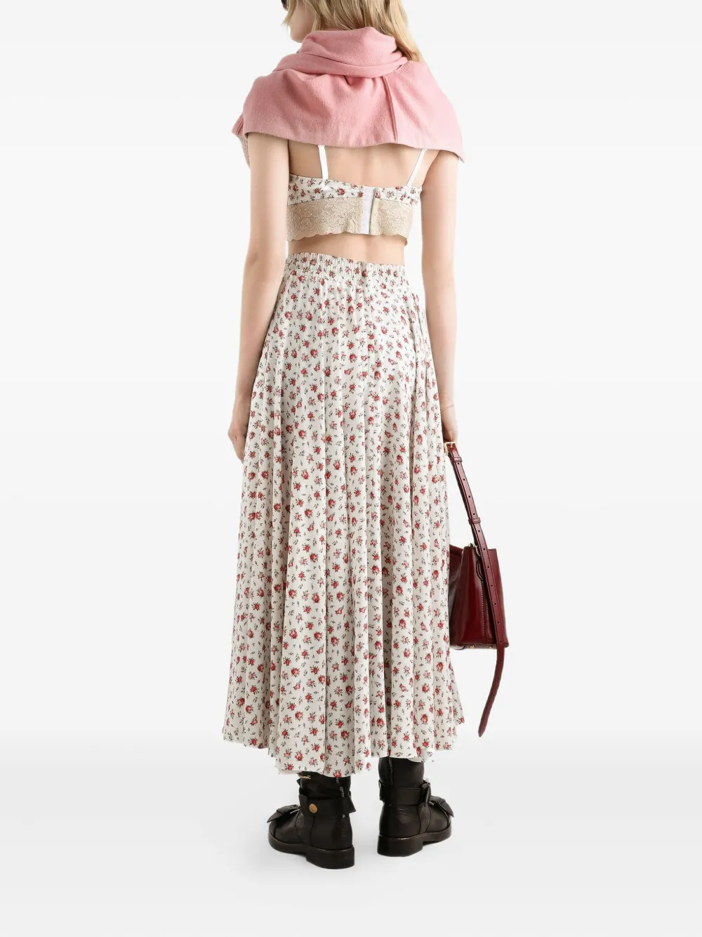Dolce & Gabbana Midi-rok met trekkoord en bloemen Wit
