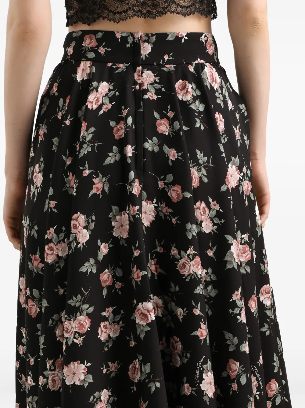Dolce & Gabbana Rok met bloemenprint Zwart