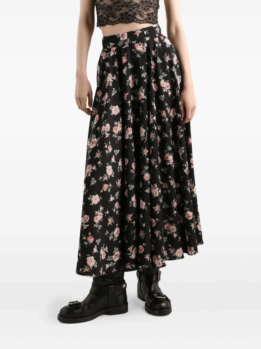 Dolce & Gabbana Rok met bloemenprint Zwart