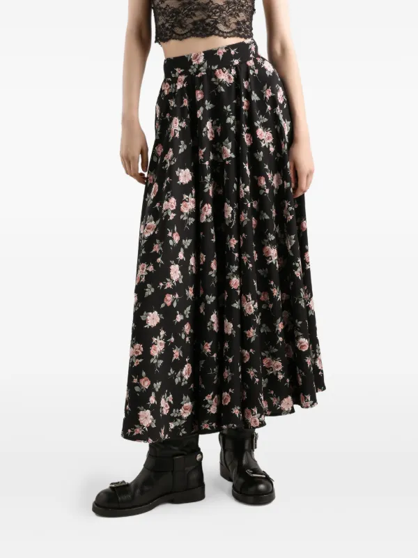 Dolce & Gabbana Midi floral-print Skirt | Black | FARFETCH