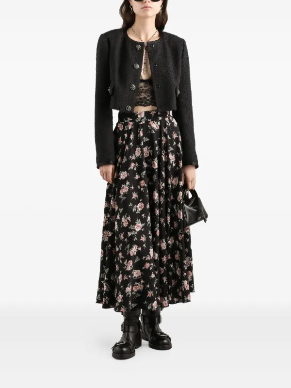 Dolce & Gabbana Midi floral-print Skirt | Black | FARFETCH