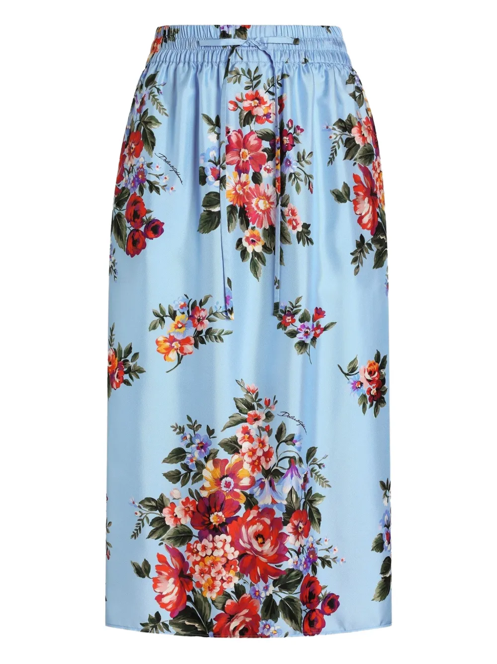 Dolce & Gabbana Midirock Mit Blumenprint In Blue