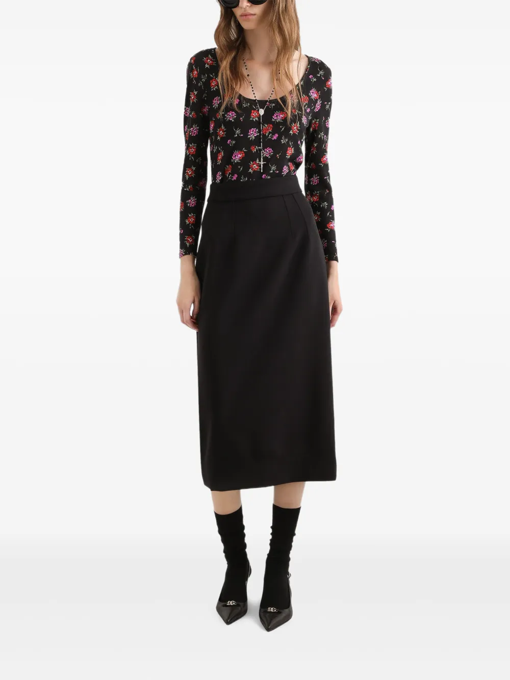Dolce & Gabbana Stretch wollen kokerrok Zwart