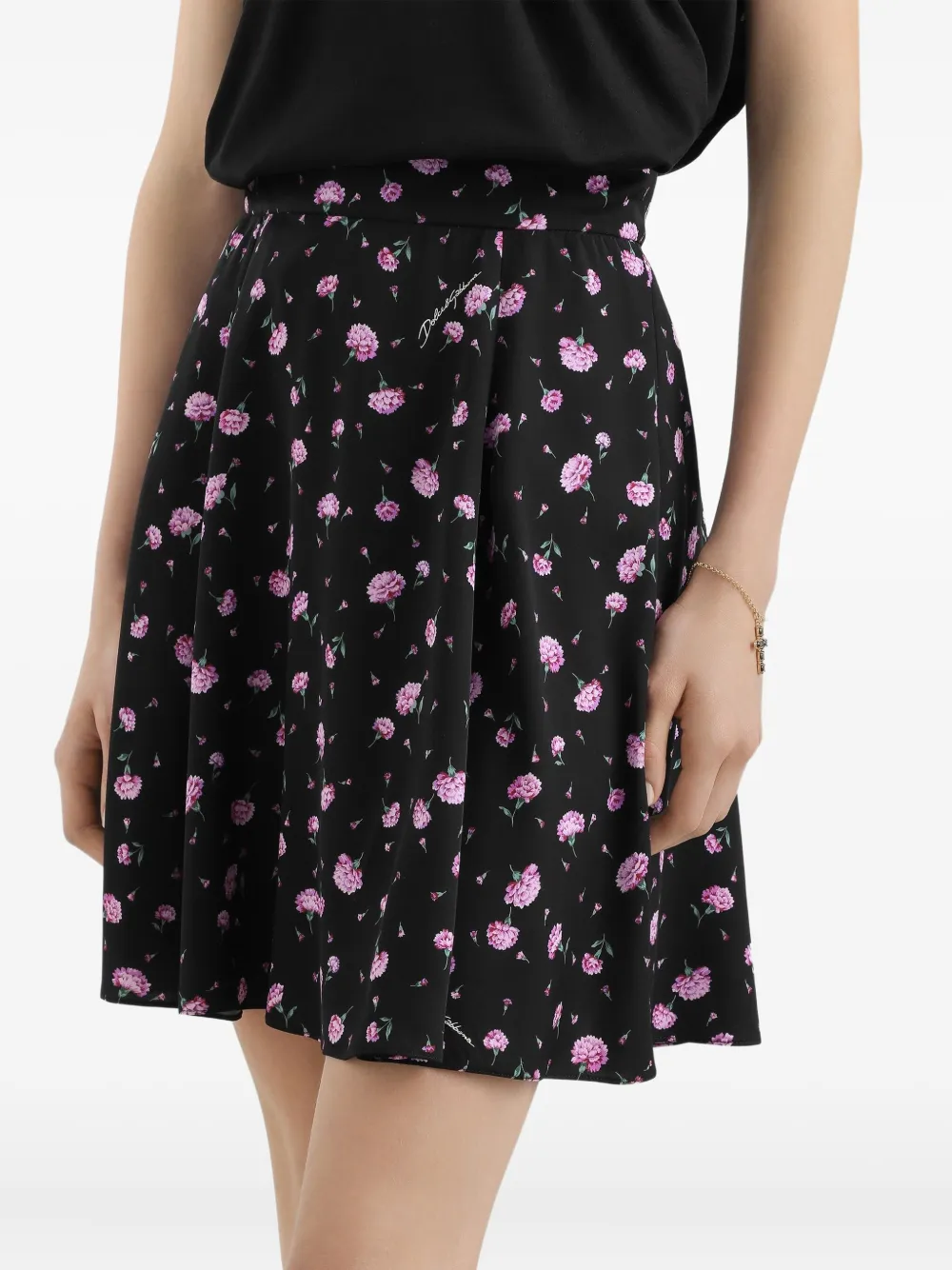 Dolce & Gabbana Mini-rok met bloemenprint Zwart