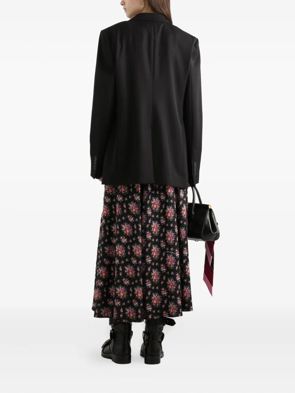 Dolce & Gabbana Floral Midi Skirt In Black