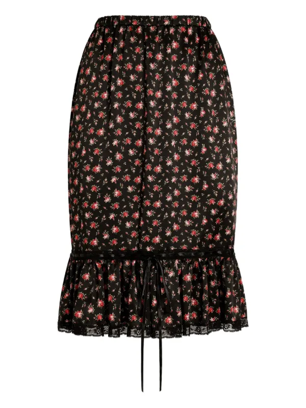 Floral Ruffled Midi Skirt