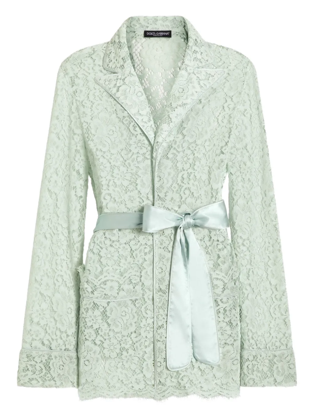 Dolce & Gabbana lace-detail belted jacket - Verde