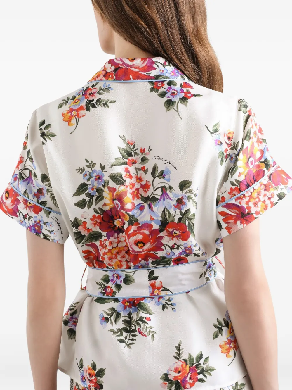 Dolce & Gabbana Gestrikte blouse met bloemenprint Wit
