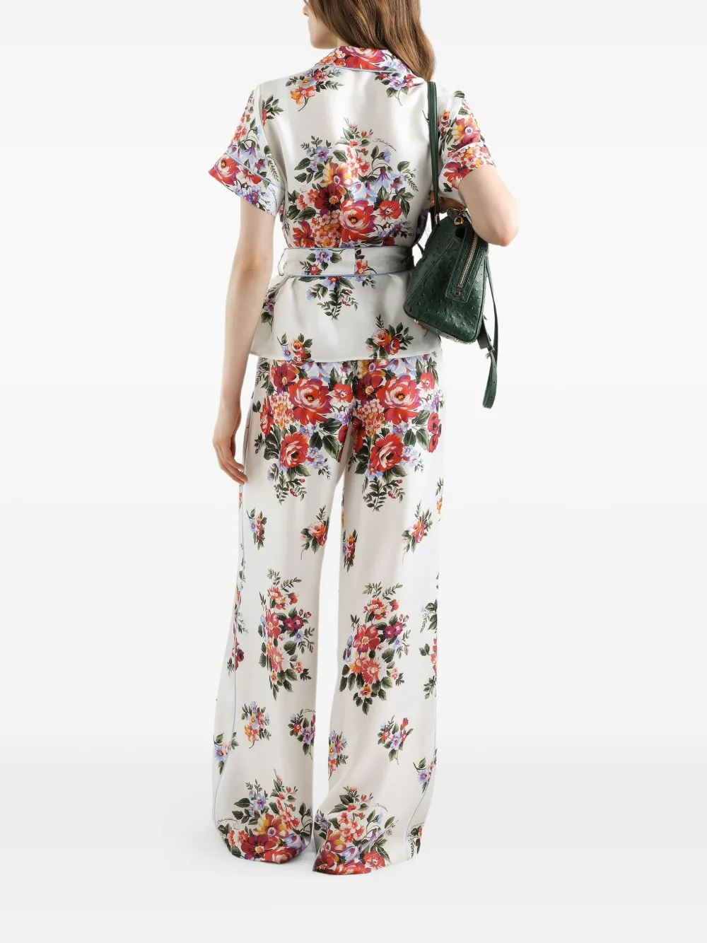 Dolce & Gabbana Gestrikte blouse met bloemenprint Wit