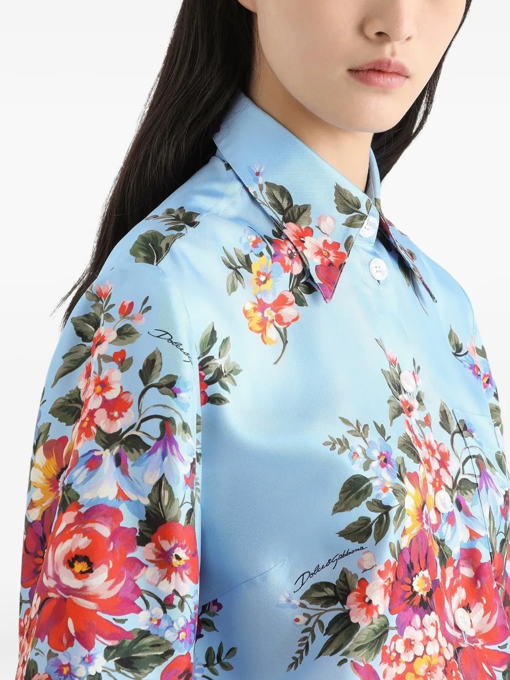 Dolce & Gabbana Overhemd met bloemenprint Blauw