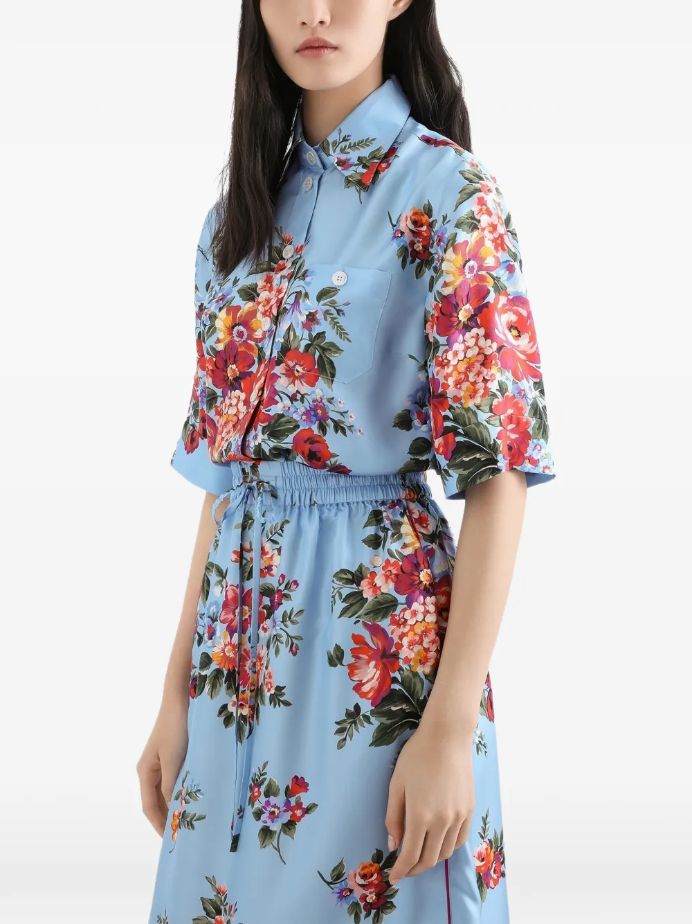 Dolce & Gabbana Overhemd met bloemenprint Blauw