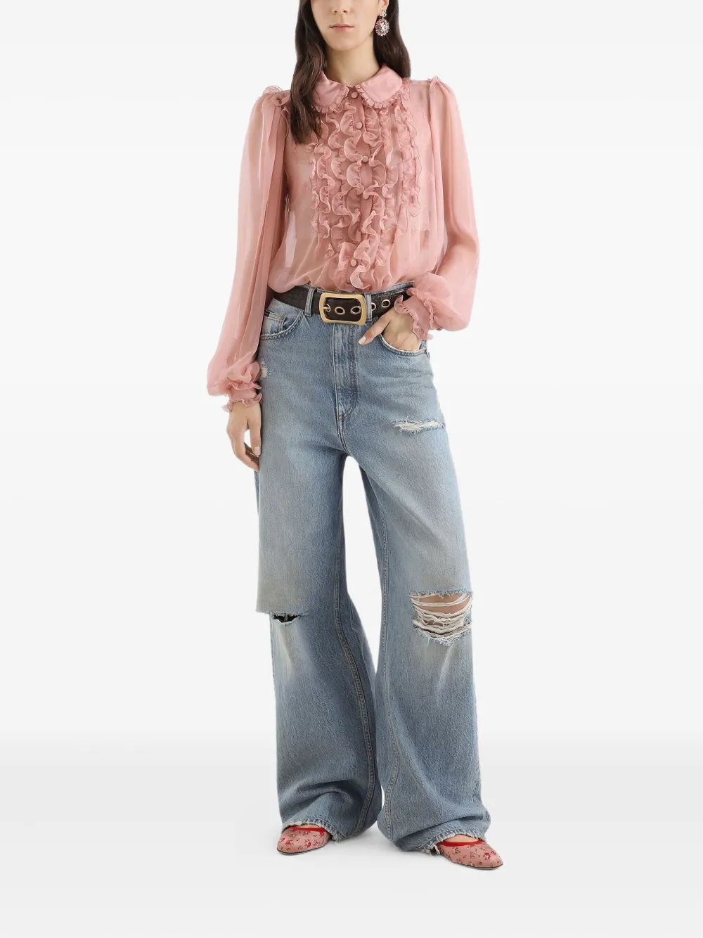 Dolce & Gabbana Top met knopen en ruches - Roze