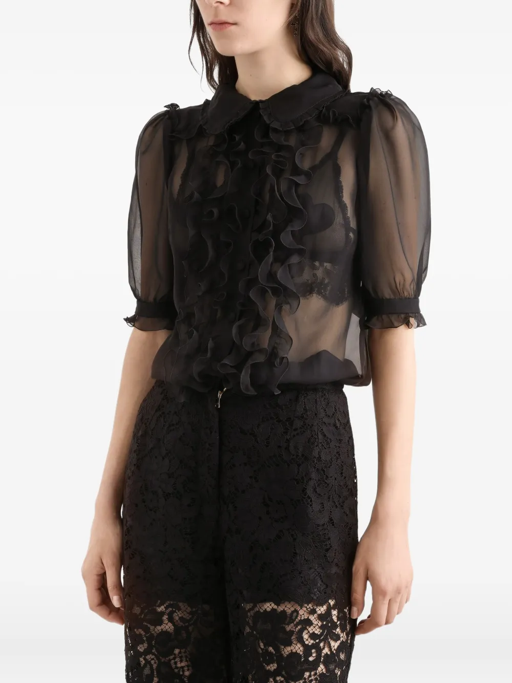 ruffled collared blouse