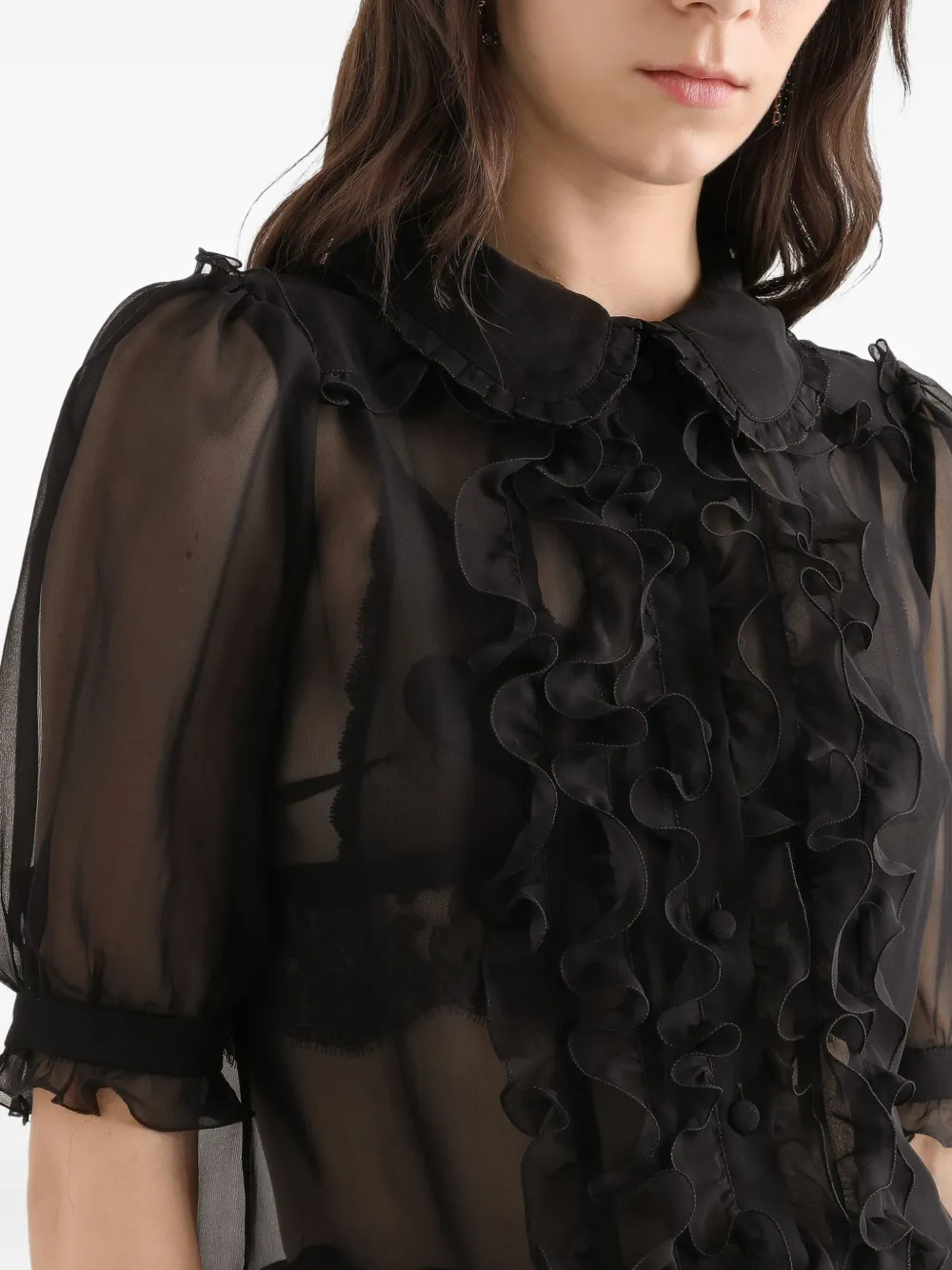 ruffled collared blouse