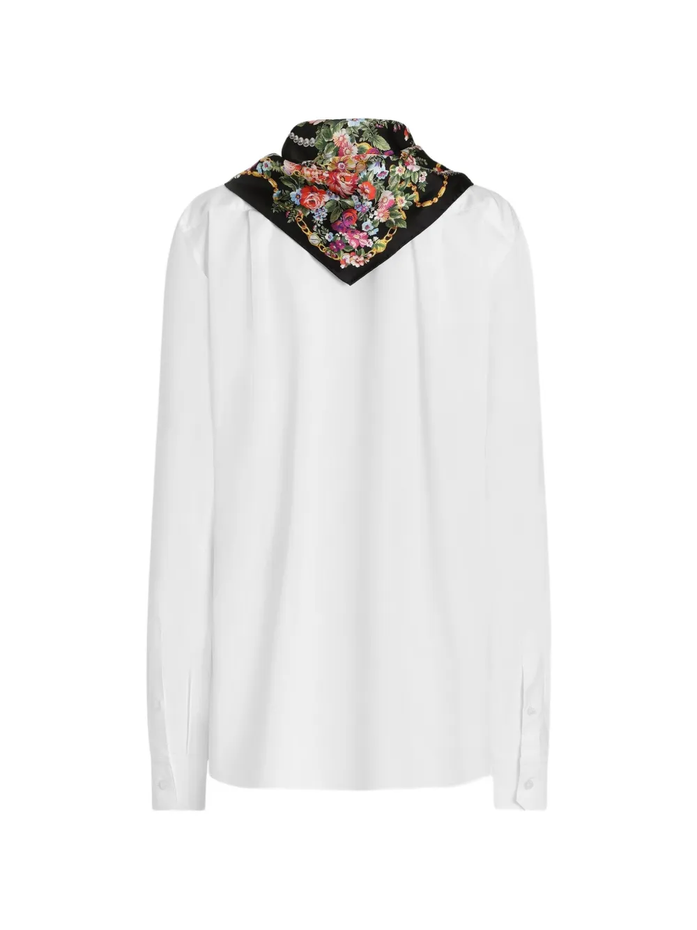 Dolce & Gabbana Popeline blouse met zijden sjaal Wit
