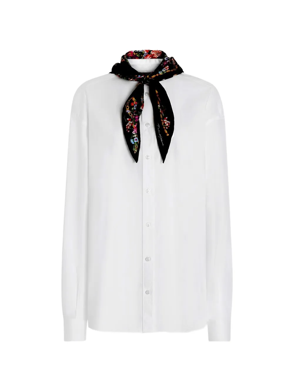 Dolce & Gabbana poplin shirt with silk scarf - Weiß