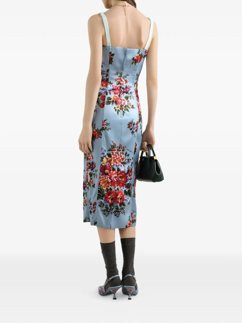Dolce & Gabbana Midi-jurk met bloemenprint Blauw