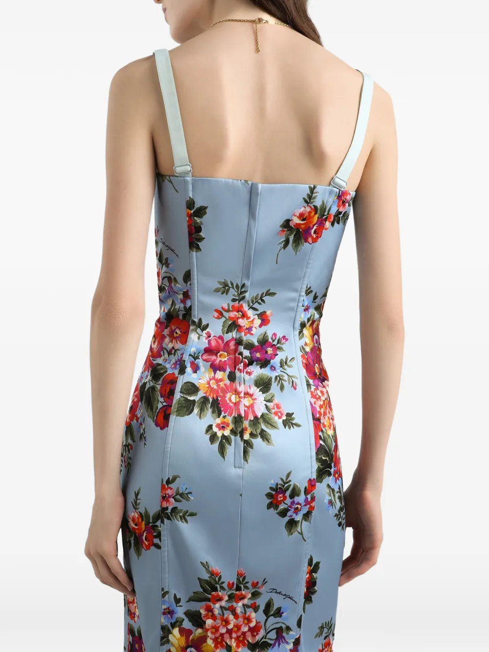 Dolce & Gabbana Midi-jurk met bloemenprint Blauw