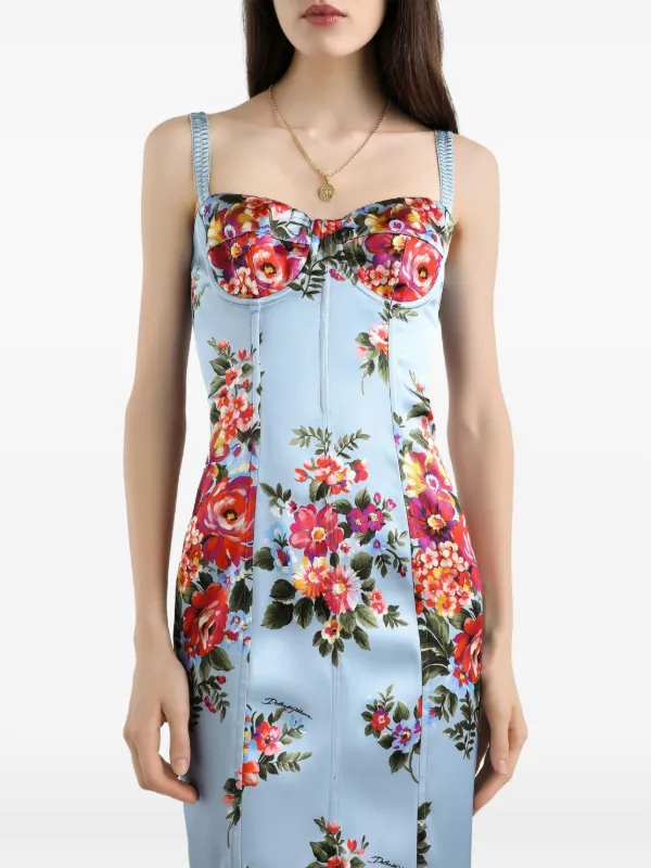 dolce and gabbana blue floral dress Midi Women Clothes Dolce Gabbana Floral-print Midi Dress FARFETCH PH White dress Color:Black Stripe sizing:16.20.4XL Garvee 5 Drawer Dresser Gabbana blooms with a