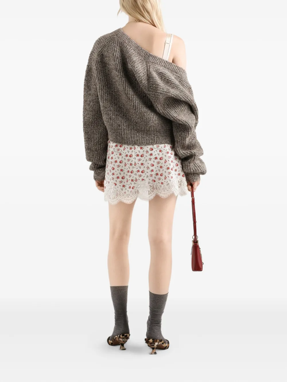 Dolce & Gabbana Mini-jurk met bloemenkant Wit