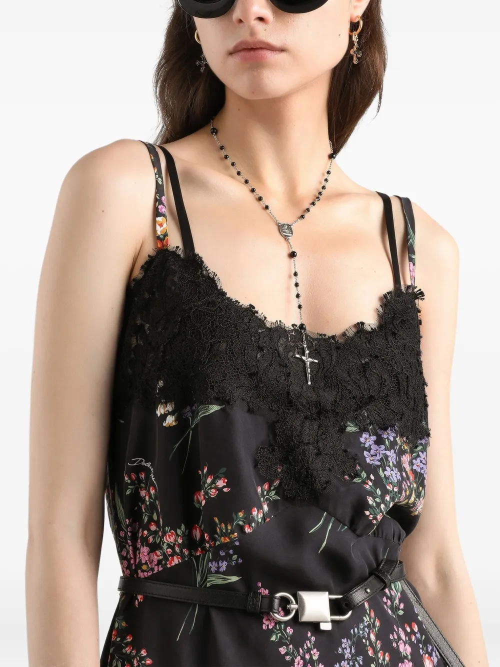 Dolce & Gabbana Mini-jurk met bloemenkant Zwart