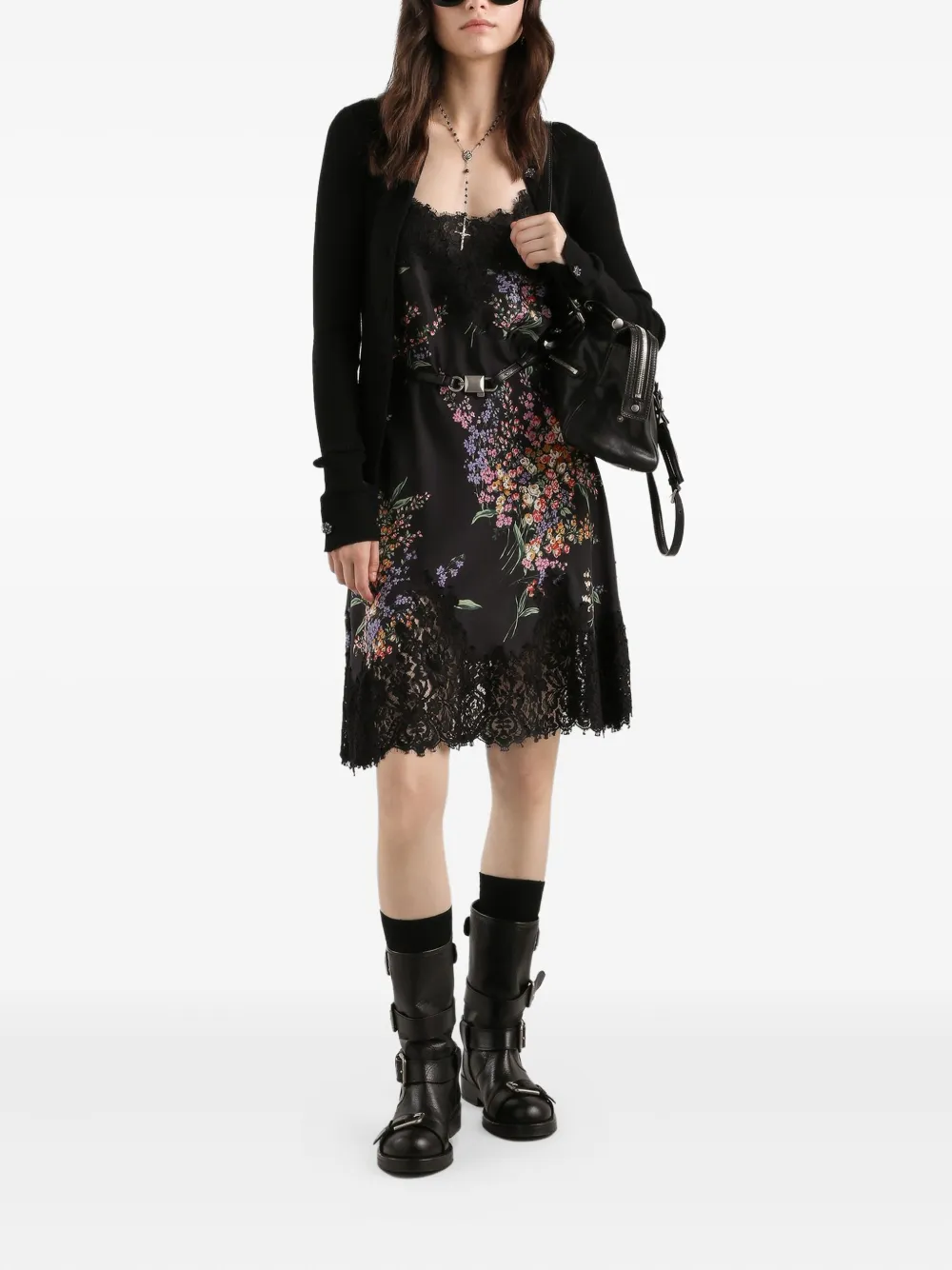 Dolce & Gabbana Mini-jurk met bloemenkant Zwart