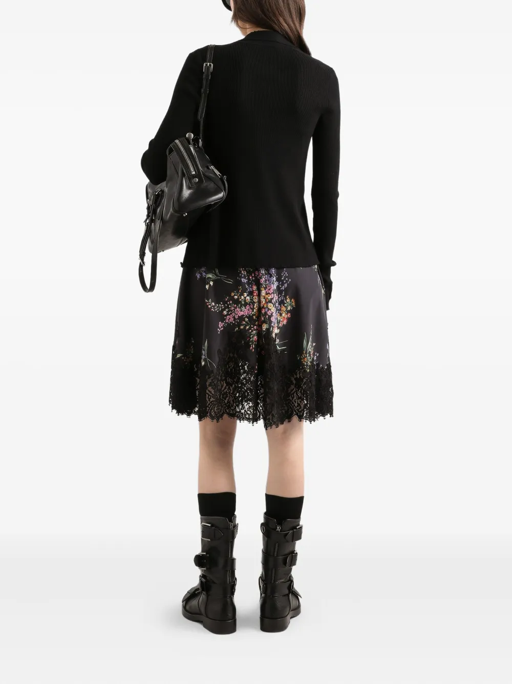 Dolce & Gabbana Mini-jurk met bloemenkant Zwart