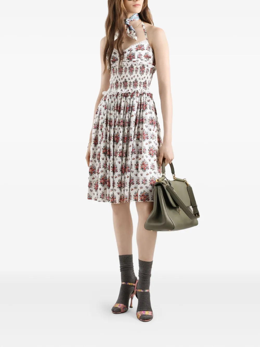 Dolce & Gabbana Halterjurk met bloemenprint - Wit