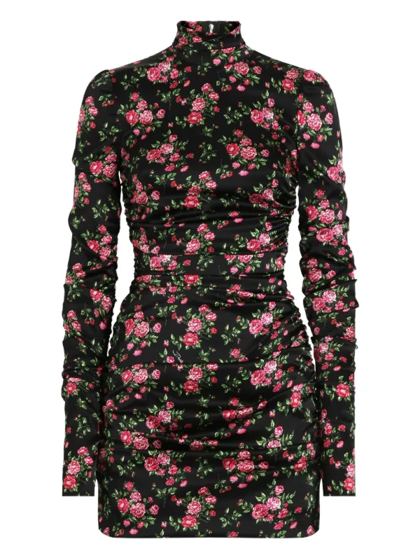 dolce and gabbana ruched floral dress Ruched Floral Mini Dress