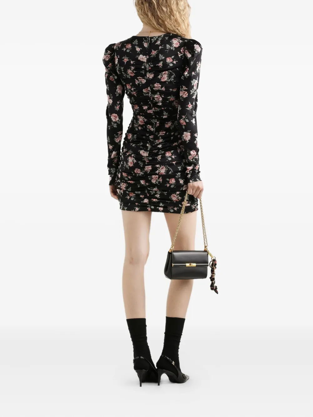 Dolce & Gabbana Mini-jurk met bloemenprint Zwart