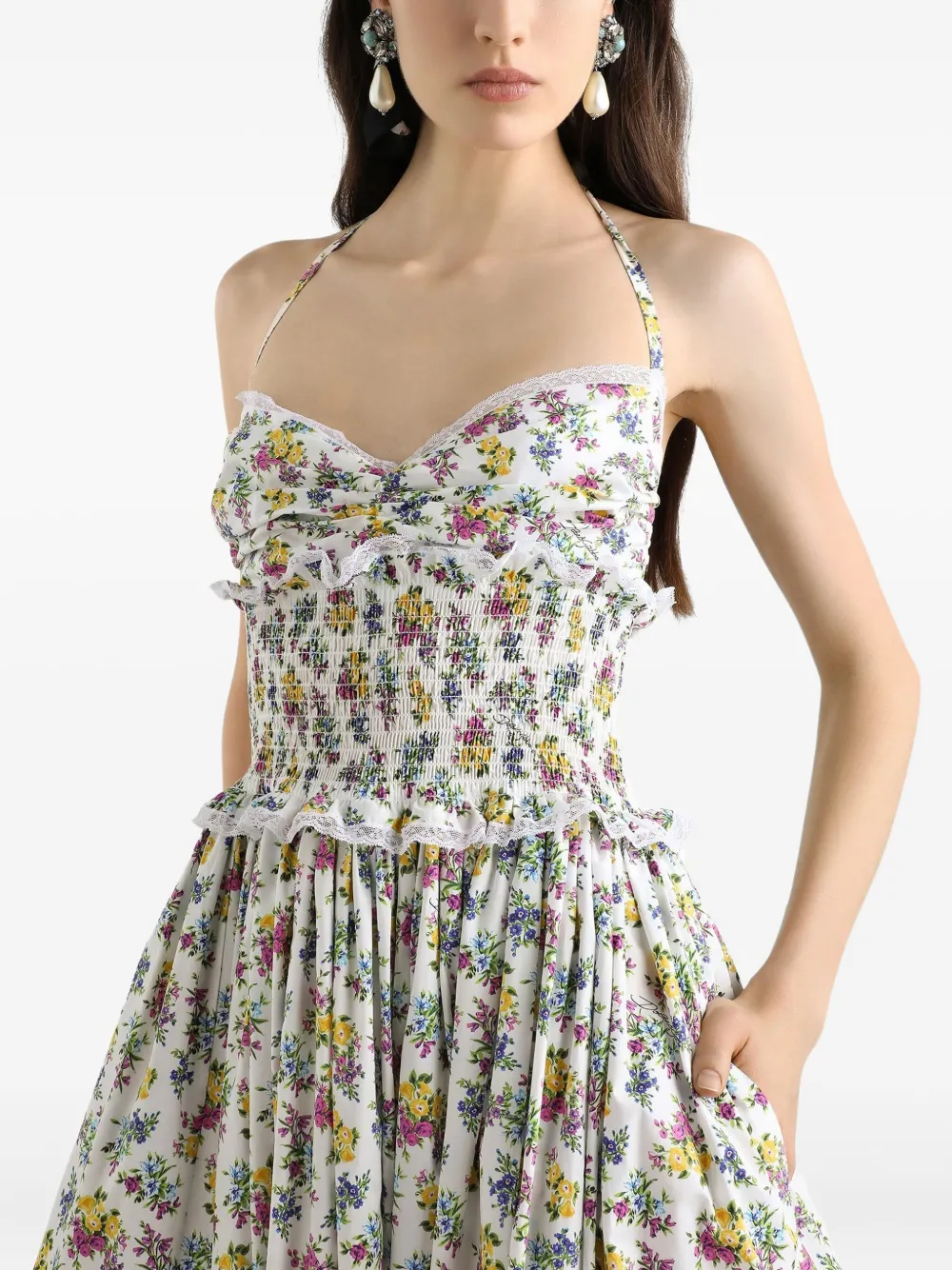 Dolce & Gabbana Maxi-jurk met bloemenprint Wit