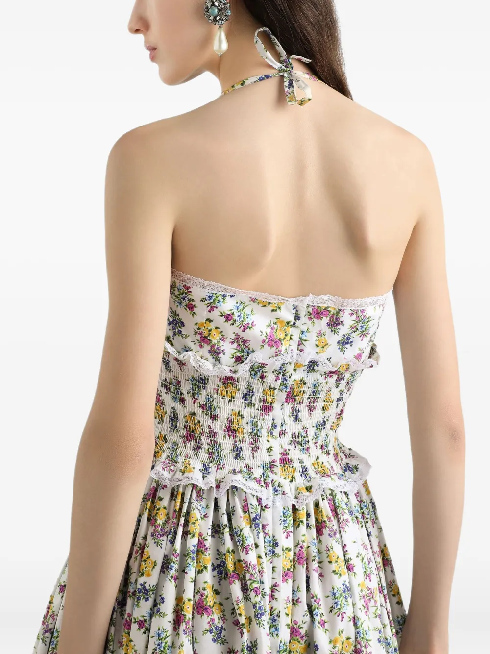 Dolce & Gabbana Maxi-jurk met bloemenprint Wit