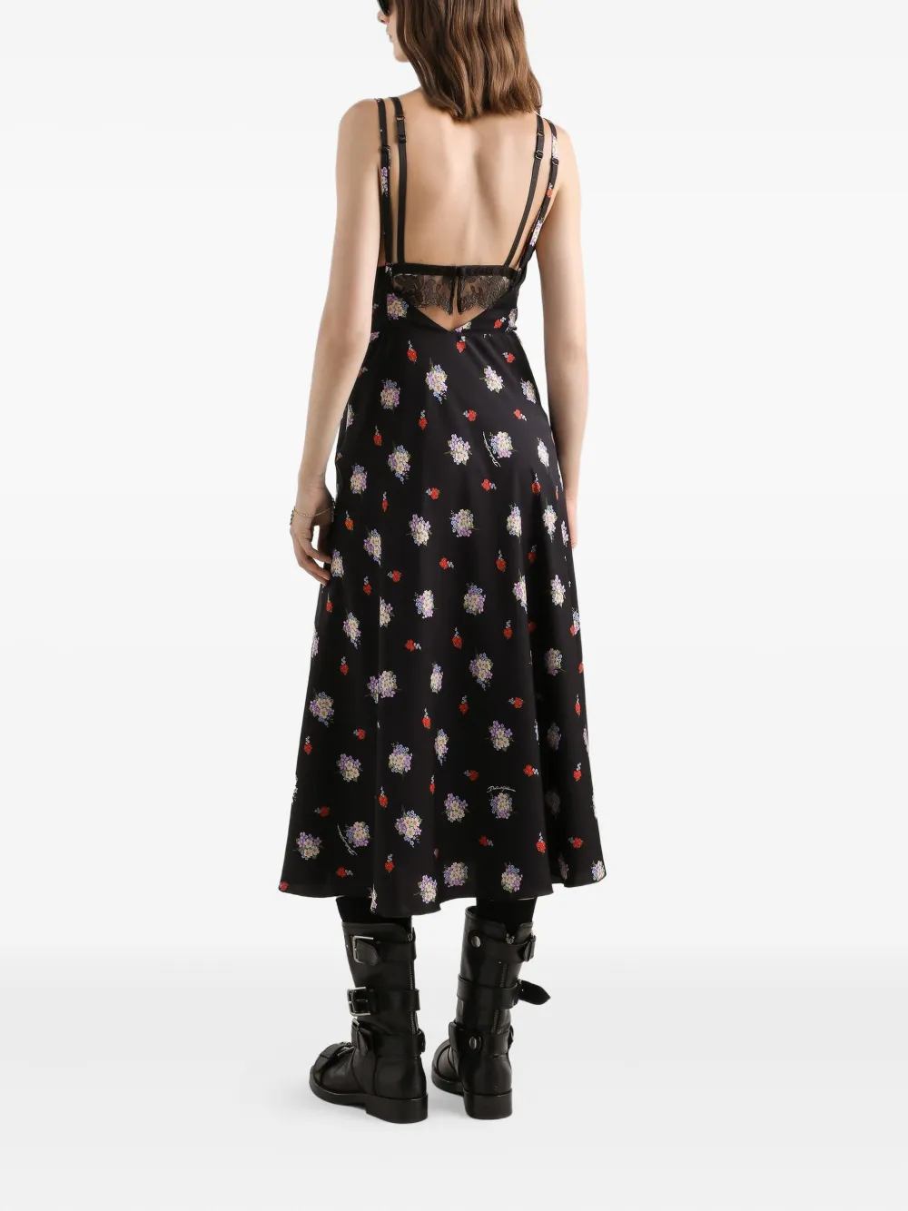 Dolce & Gabbana Midi-jurk met bloemenprint Zwart