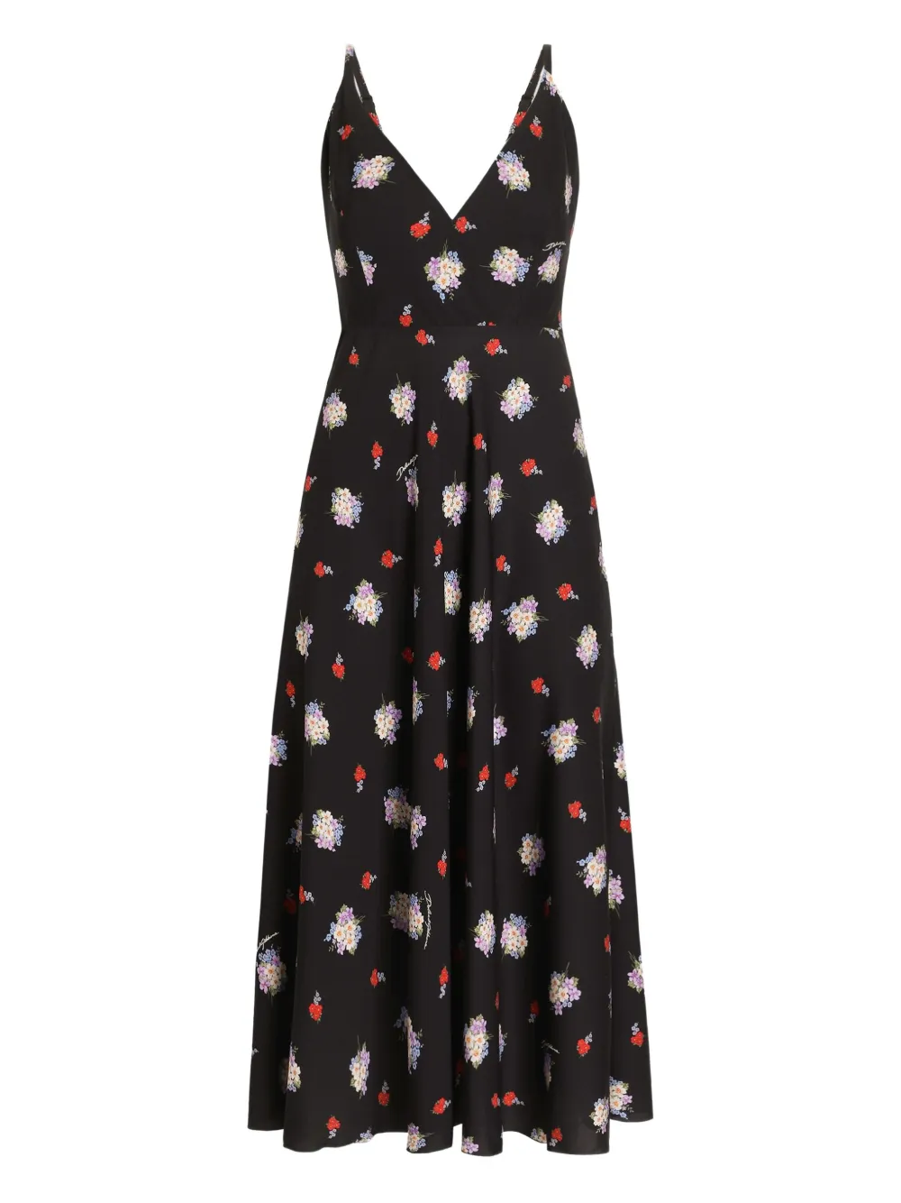 Dolce & Gabbana Floral-print Midi Dress In Black
