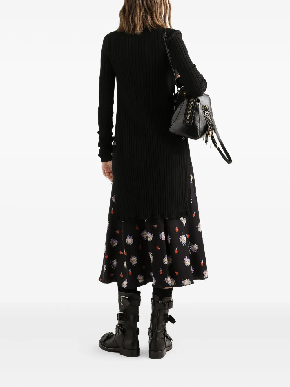 Dolce & Gabbana Midi-jurk met bloemenprint Zwart