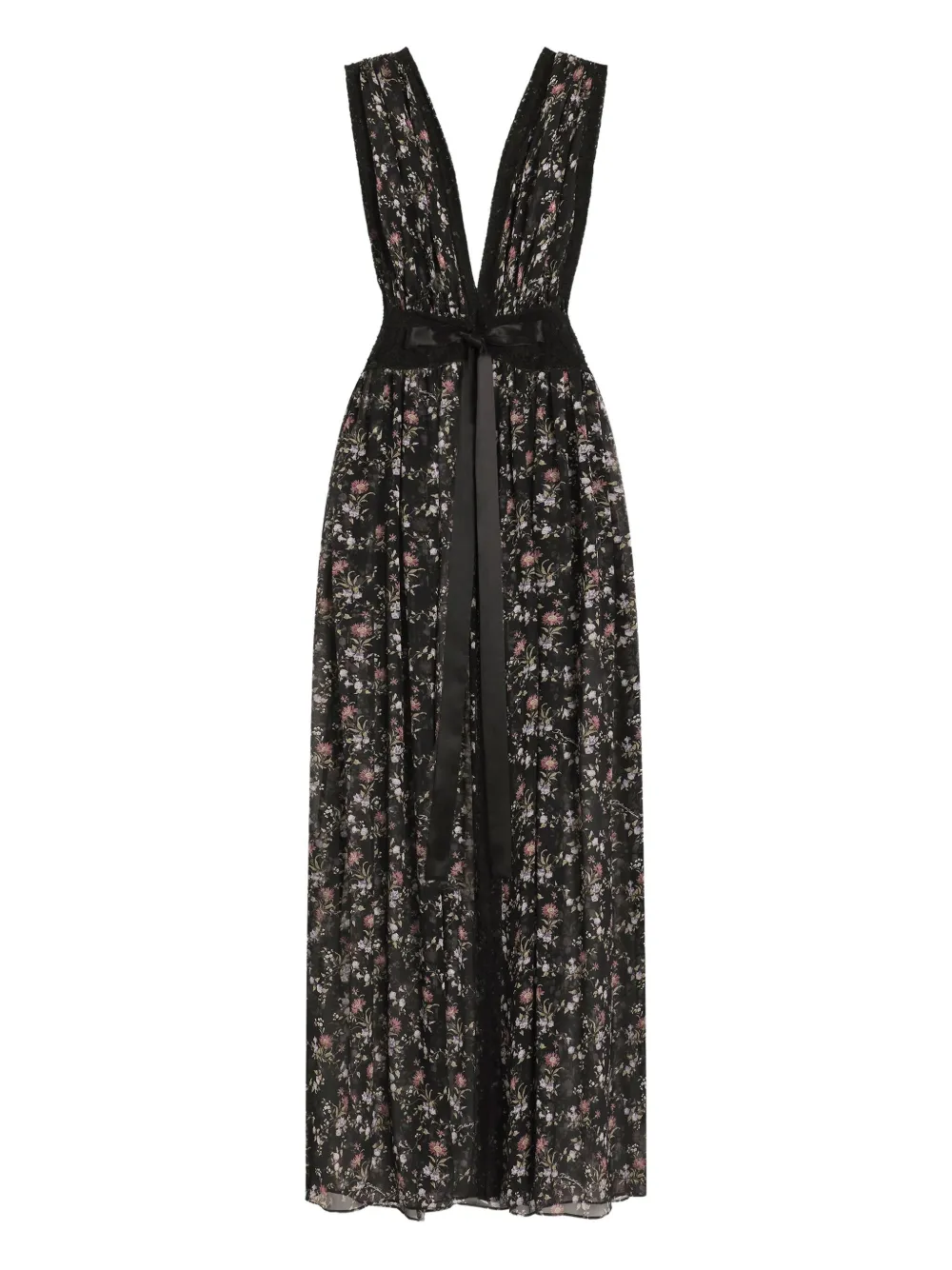 Dolce & Gabbana Maxikleid aus Spitze mit Blumen - Schwarz