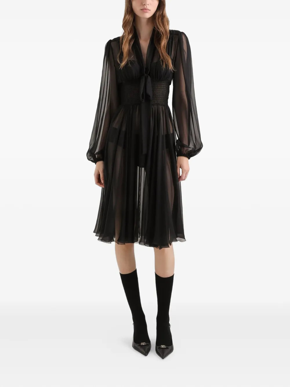 Dolce & Gabbana Midi-jurk met V-hals Zwart