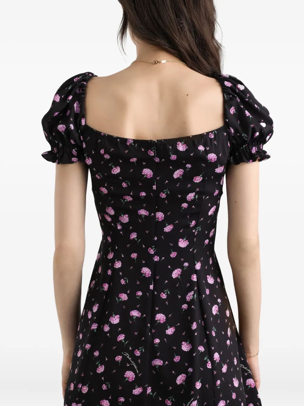 Dolce & Gabbana Mini-jurk met ruches en bloemenprint Zwart