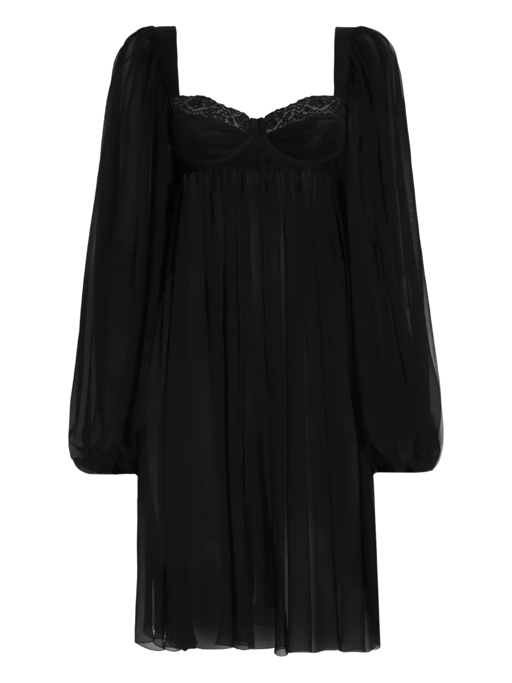 Dolce & Gabbana Abito corto con maniche a palloncino - Nero