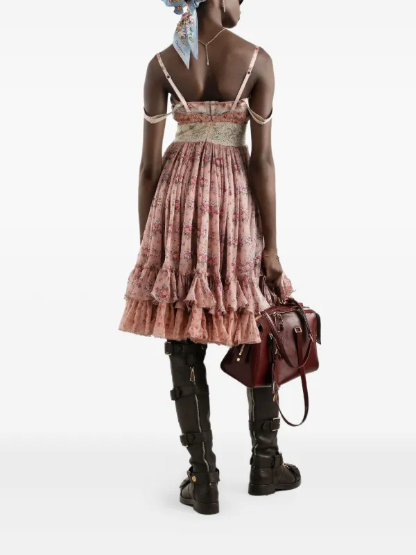 Dolce & Gabbana Lace Floral Mini Dress | Pink | FARFETCH CH