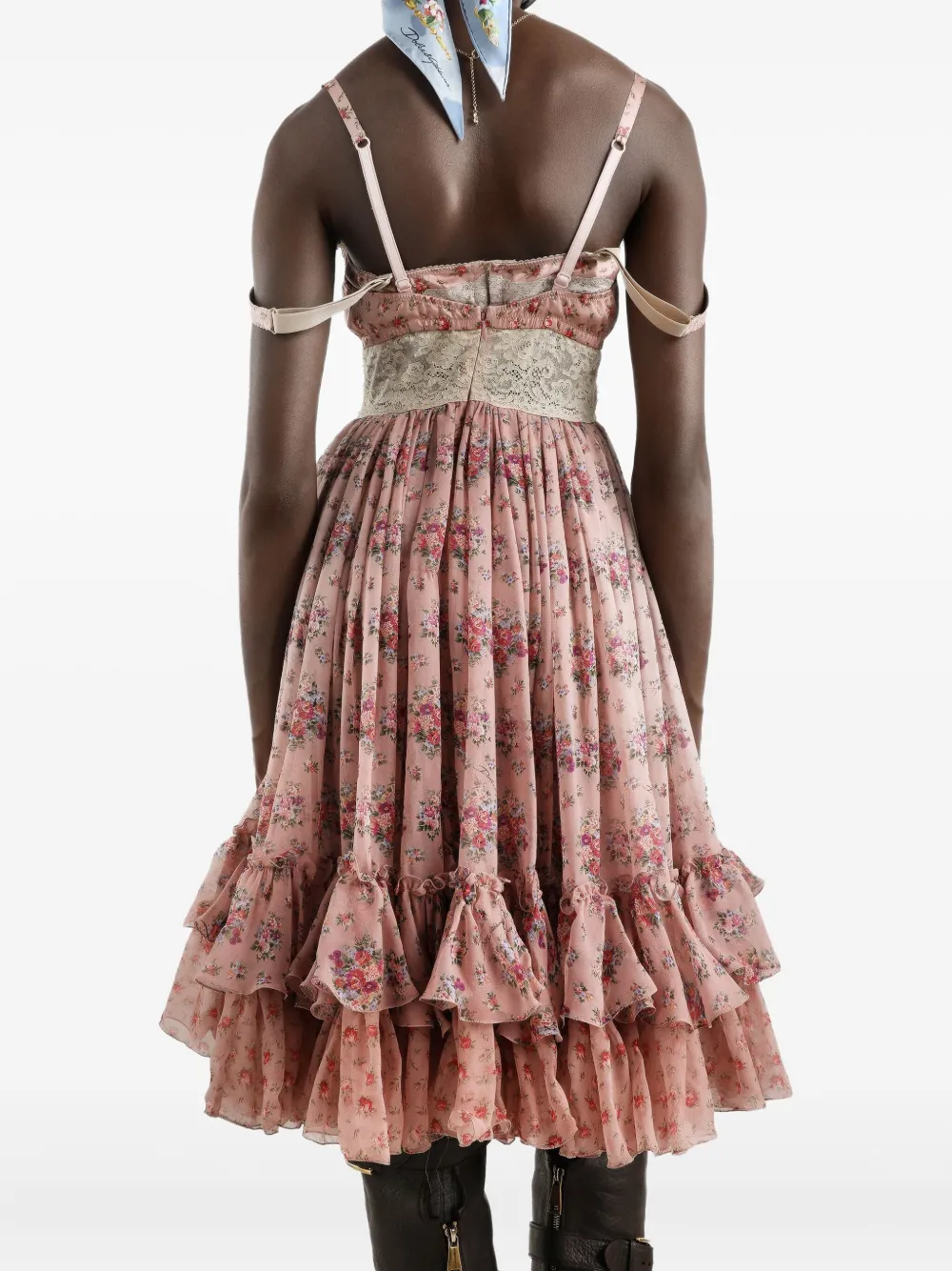 Dolce & Gabbana Mini-jurk met bloemenkant Roze