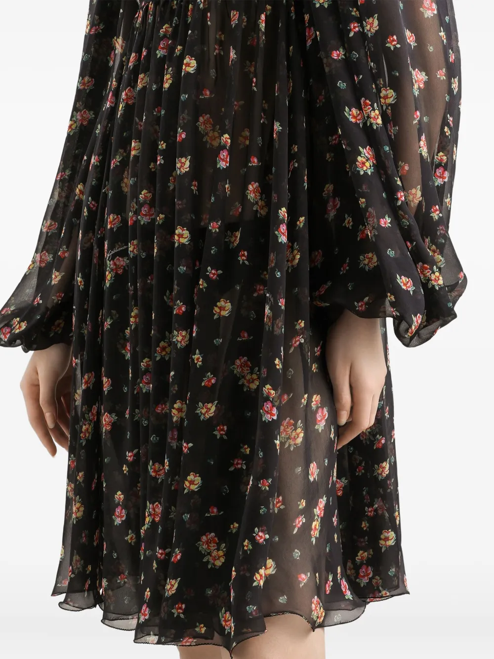 Dolce & Gabbana Mini-jurk met bloemenkant Zwart