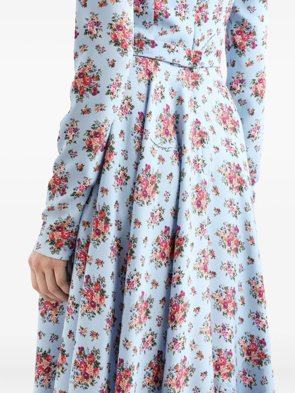 flower bouquets-print midi dress