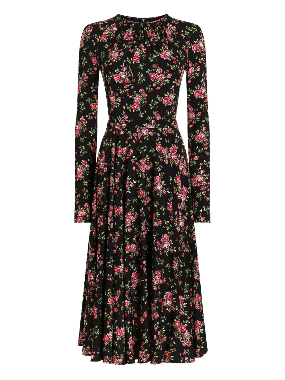 Dolce & Gabbana Abito midi a fiori - Nero