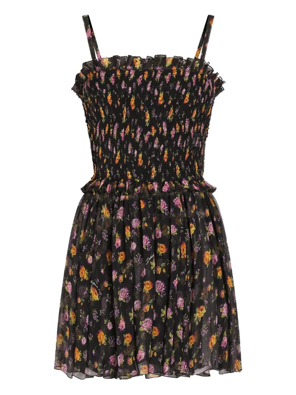 Dolce & Gabbana Abito corto a fiori - Nero