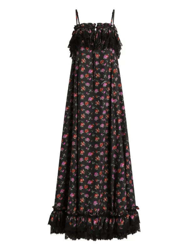 knee length dresses for ladies Dolce & Gabbana Silk Floral Crystal Maxi Dress
