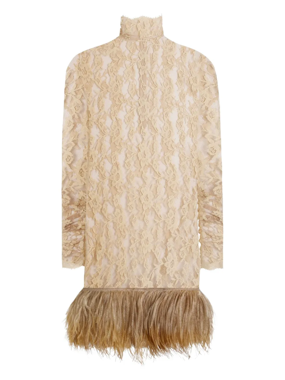 Dolce & Gabbana Minikleid mit Spitzenfedern - Nude