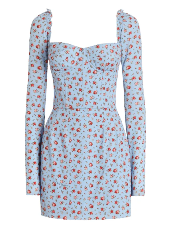 dolce and gabbana blue floral dress Dolce & Gabbana Blue Floral Print Silk Dress main image 0