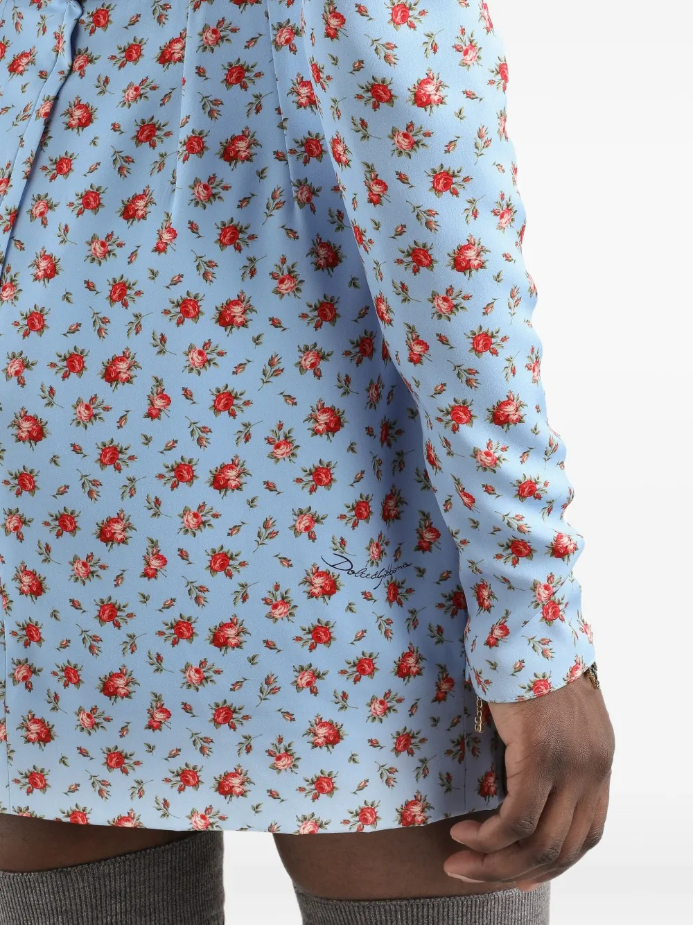 Dolce & Gabbana Jurk met bloemenprint en lange mouwen Blauw